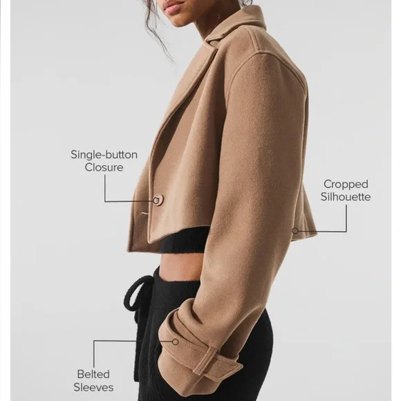 Alo Wool Cropped Metro Tench - Picture 3 of 12